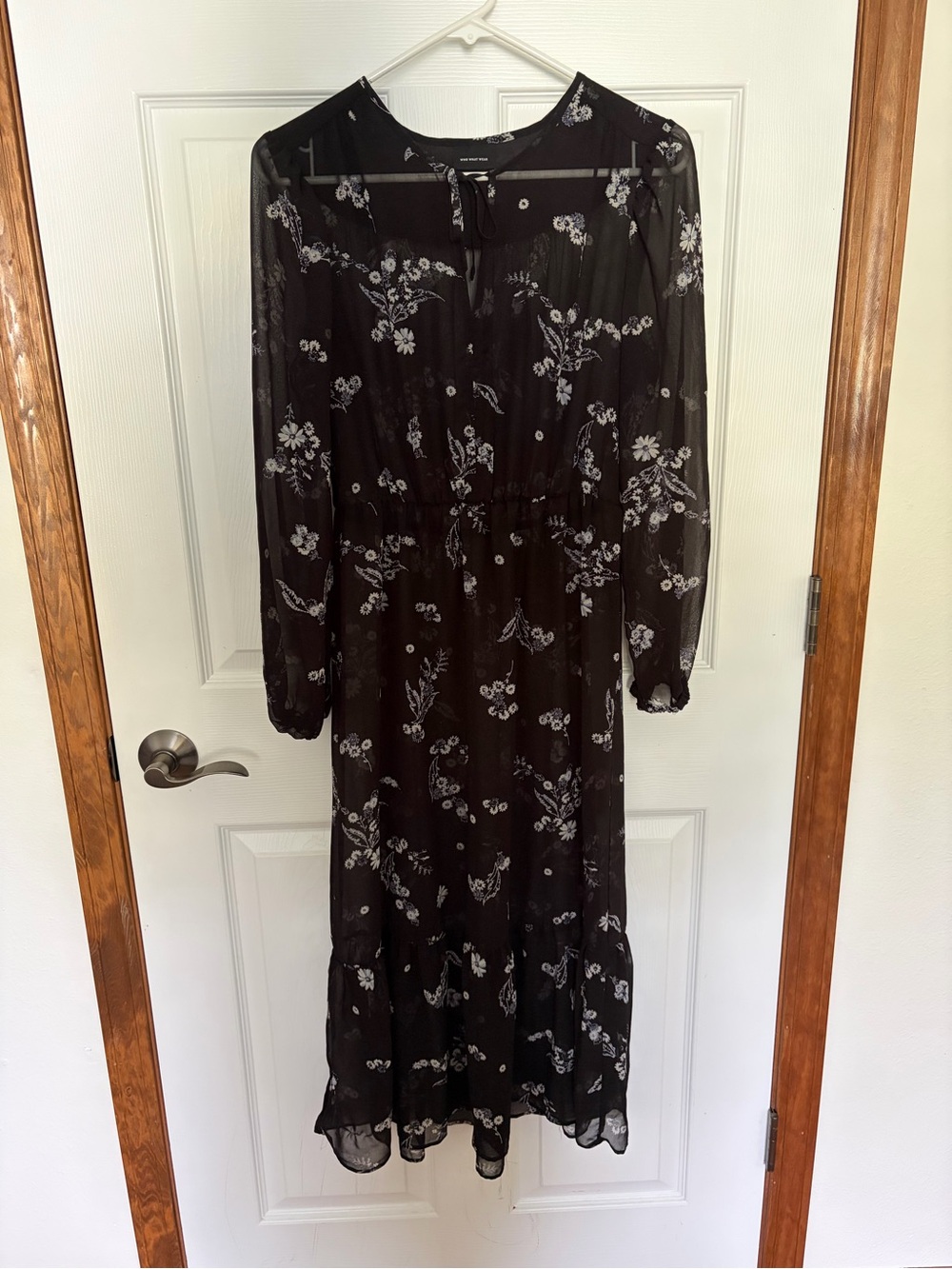 Sheer Black Floral Long Sleeve Maxi Dress